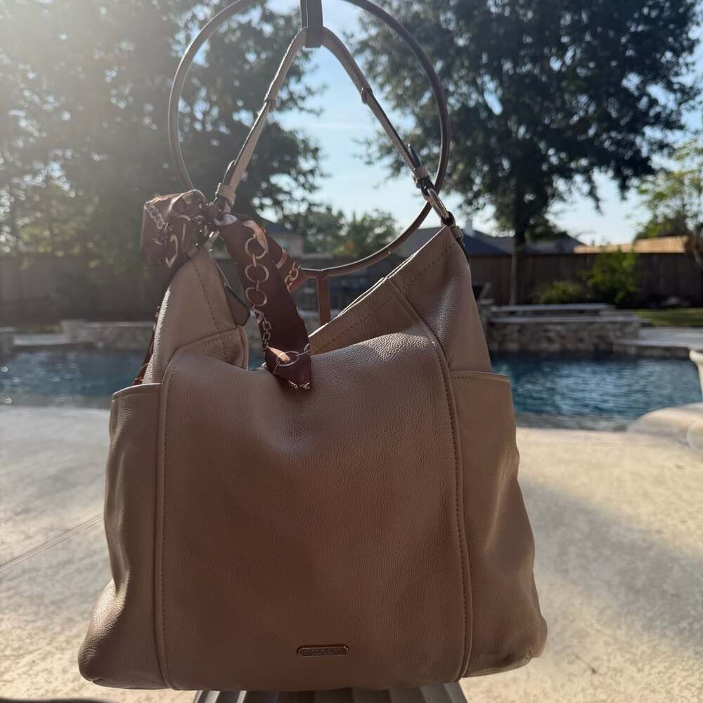 Coach Soft Pebbled Leather Taupe Shoulder Bag
